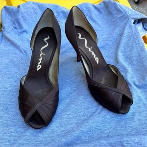 Nina Brown Satin Peep-toe High Heel Pulp